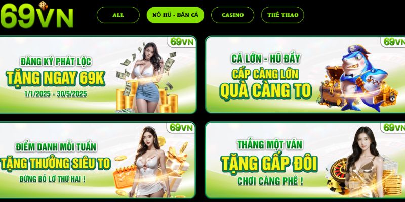 Các khuyến mãi độc quyền cho người chơi nổ hũ 69VN